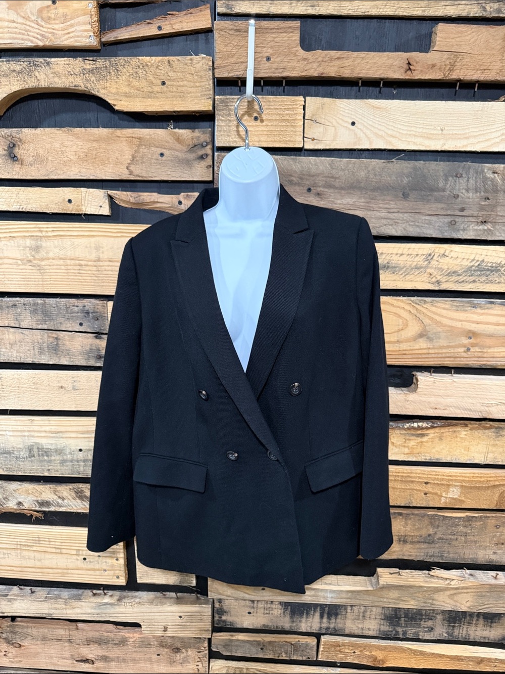 Ann Taylor Black Preppy Textured Double Breasted Lined Blazer Women’s Size‎ 14